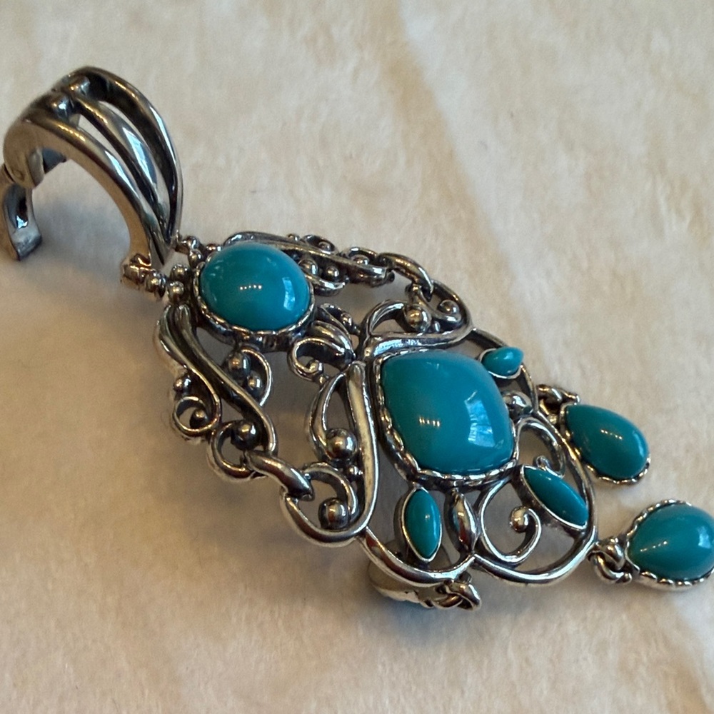 Carolyn Pollack Relios Sleeping Beauty Turquoise Sterling Silver Pendant. (195) - Picture 3 of 6